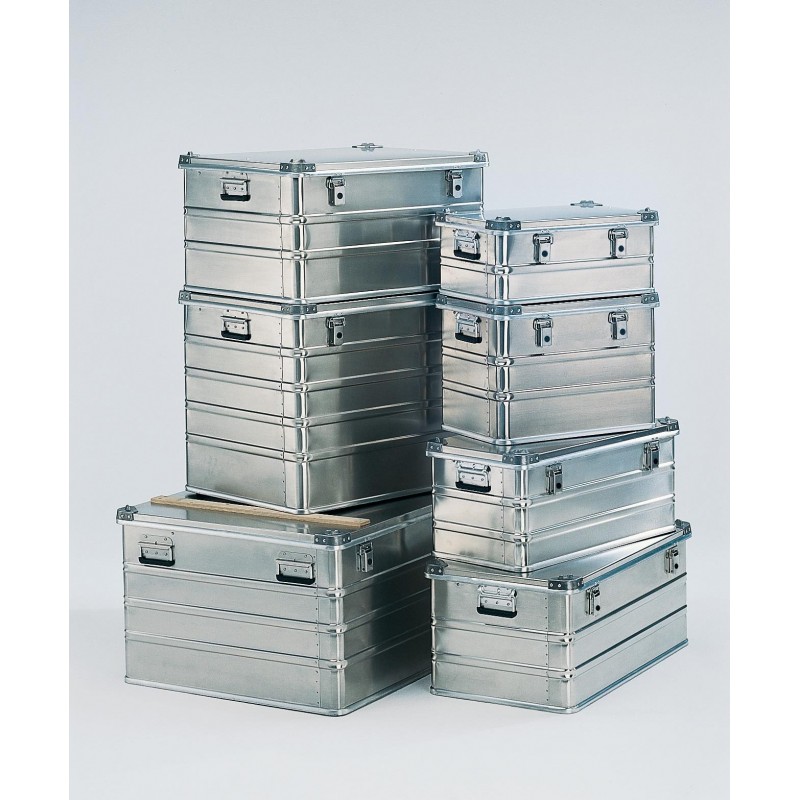 Caisse aluminium superposable avec coins et poignées ergonomiques