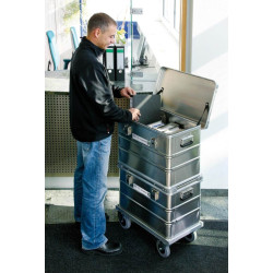 Coffres aluminium de transport avec cadre roulant