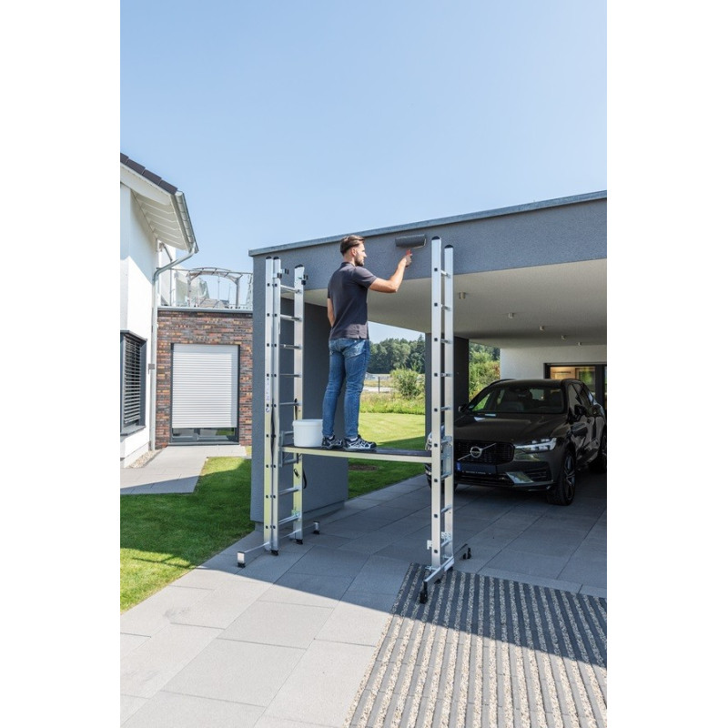 Ensemble échelle transformable 3x2,20 m avec plateau de travail Ensemble échelle transformable 3x2,20 m avec plateau de travail