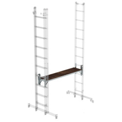 Ensemble échelle transformable 3x2,20 m avec plateau de travail